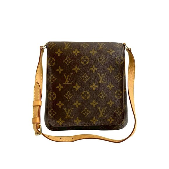 LOUIS VUITTON Authentic Brown Monogram Leather Shoulder Bag